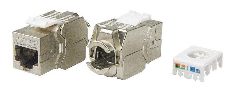 Вставка Keystone Jack RJ45 (8P8C) кат.5E экранир. KJ8-8P8C-C5e-180-TLS-SH-F-WH 180град. Toolless бел