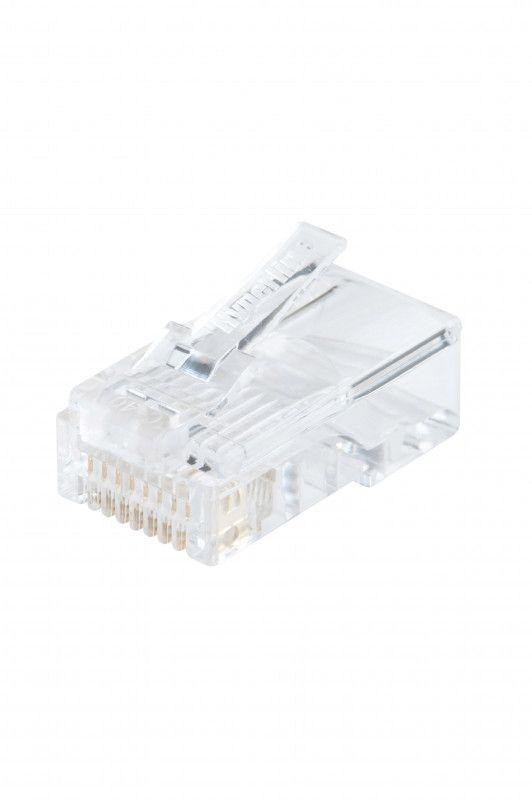 Разъем RJ45 8P8C кат.5E UTP PLUG-8P8C-U-C5-100 для ож и мж кабеля Hyperline 49377