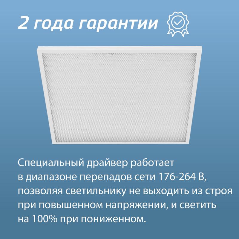 Светильник светодиодный 36Вт 4000К 176-264В 595х595х18 ДВО офисный призма панель КОСМОС KOC_DVO36W4K