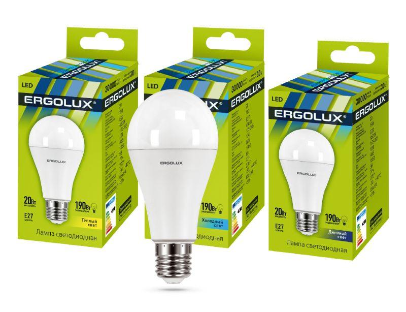 Ergolux LED-A65-20W-E27-4K (Эл.лампа светодиодная ЛОН 20Вт E27 4500K 172-265В) NEW