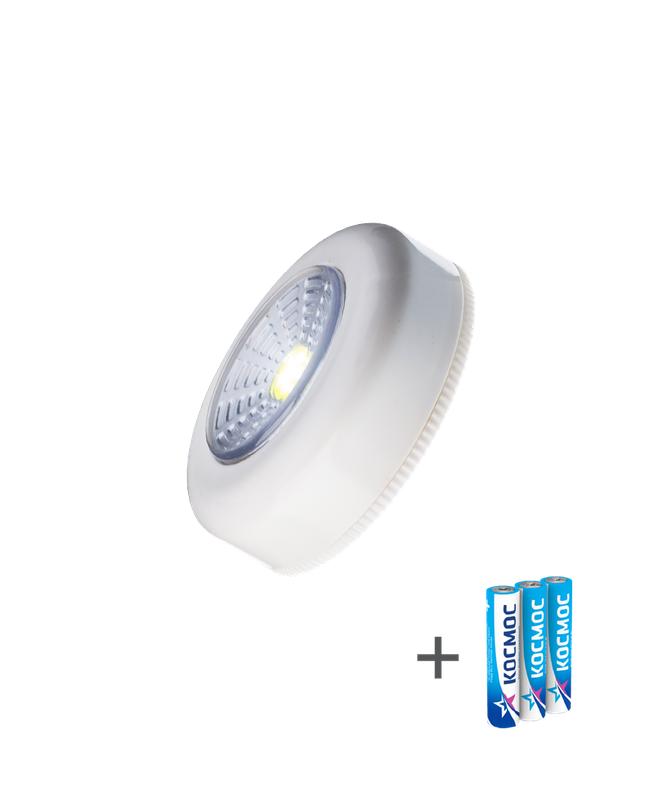 Фонарь-подсветка 1Вт COB LED 3xAAA (R03) корпус ABS-пластик бел. самокл. поверхность в комплекте дву