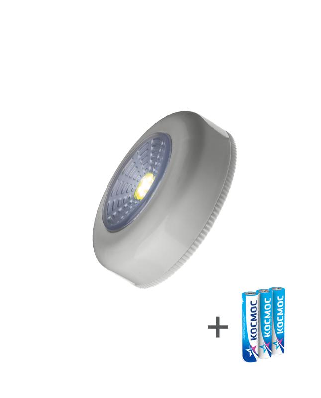 Фонарь-подсветка 1Вт COB LED 3xAAA (R03) корпус ABS-пластик сер. самокл. поверхность в комплекте дву