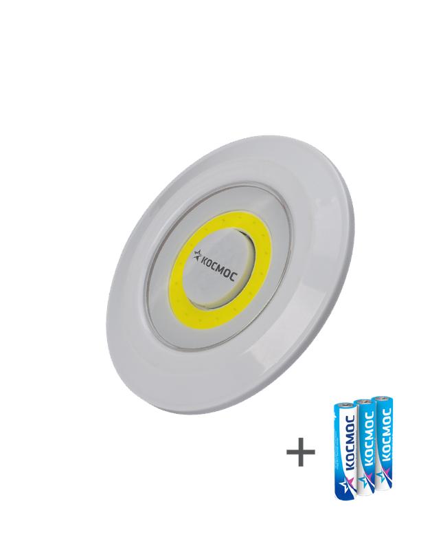 Фонарь-подсветка 3Вт COB LED 3xAAA (R03) корпус ABS-пластик самокл. поверхность в комплекте двустор.