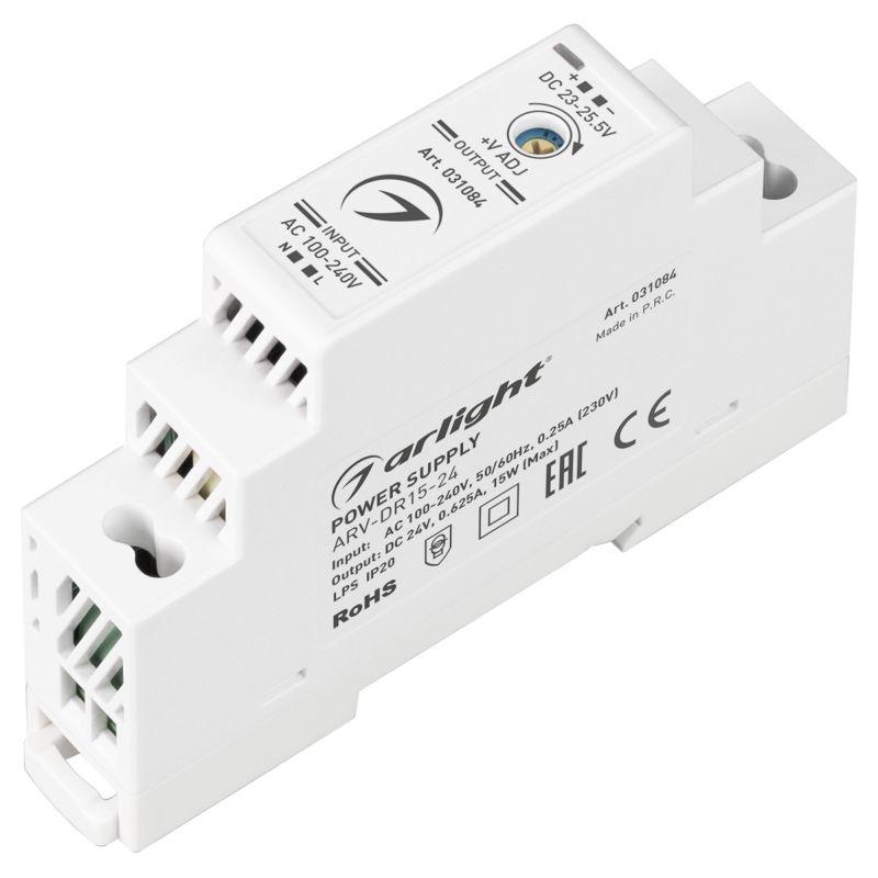 Блок питания ARV-DR15-24 24В 0.63А 15Вт IP20 DIN-рейка Arlight 031084