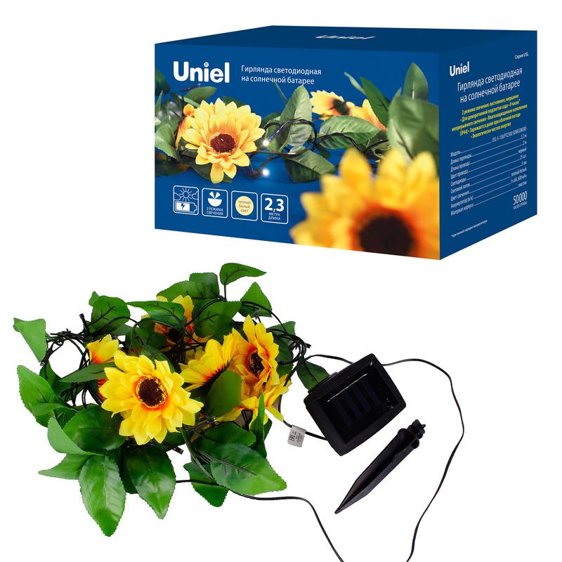 Гирлянда светодиодная садовая "Подсолнухи" USL-S-138/PT2300 SUNFLOWERS 24LED тепл. бел. IP44 на солн