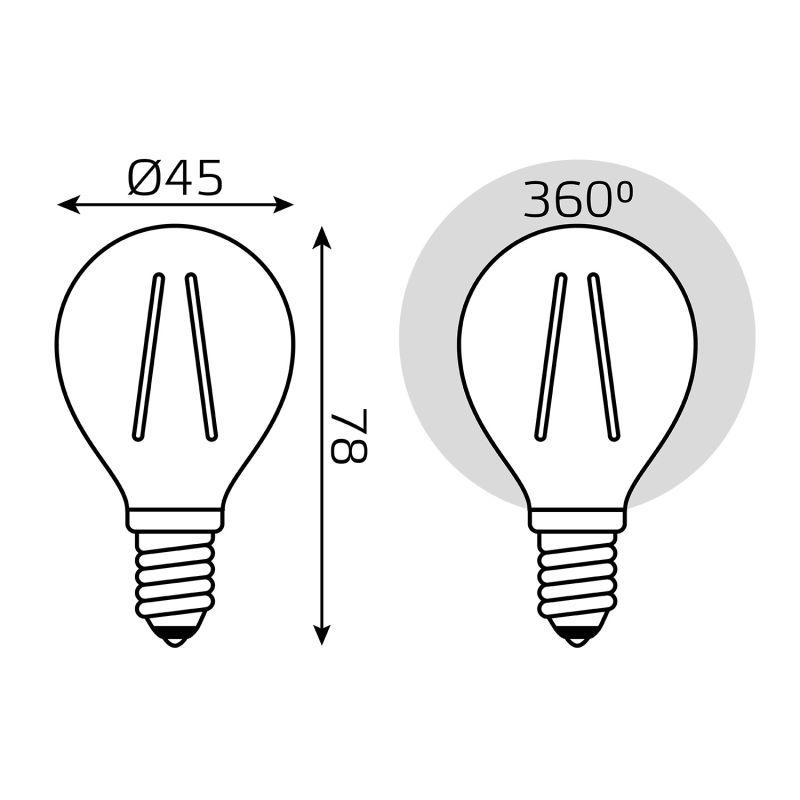 Лампа светодиодная филаментная Filament 5Вт шар 2700К тепл. бел. E14 400лм golden GAUSS 105801005