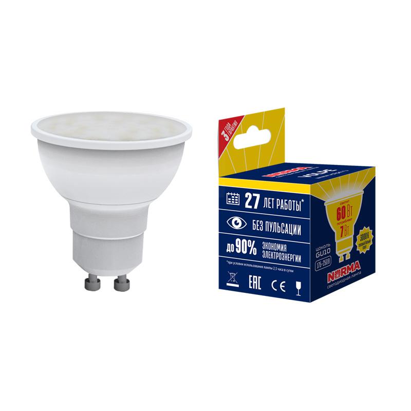 Лампа светодиодная LED-JCDR-7W/WW/GU10/NR Norma 7Вт матовая GU10 (упак. картон) Volpe UL-00003838