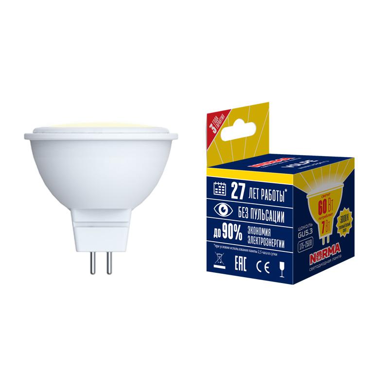 Лампа светодиодная LED-JCDR-10W/WW/GU5.3/NR Norma 10Вт матовая GU5.3 (упак. картон) Volpe UL-0000384