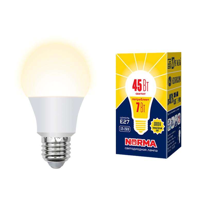 Лампа светодиодная LED-A60-7W/3000K/E27/FR/NR Norma 7Вт матовая 3000К тепл. бел. E27 (упак. картон) 