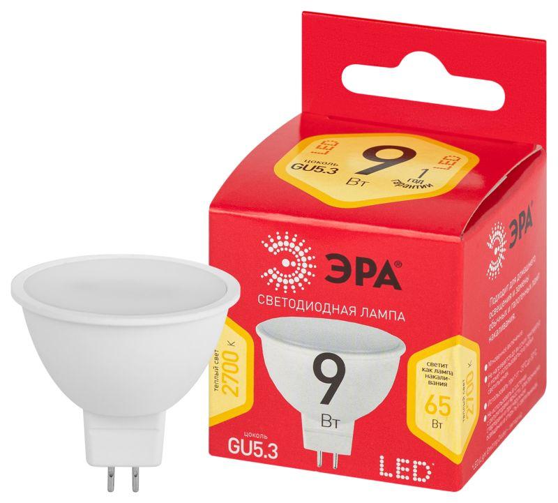 Лампа светодиодная RED LINE LED MR16-9W-827-GU5.3 R 9Вт софит тепл. бел. свет Эра Б0054239