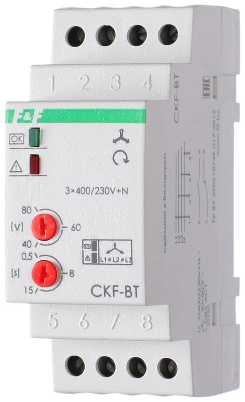 Реле контроля наличия и чередования фаз CKF-BT (монтаж на DIN-рейке 35мм; микропроцессорный; регулир