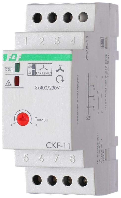 Реле контроля фаз для сетей с изолированной нейтралью CKF-11 (монтаж на DIN-рейке 35мм; регулировка 