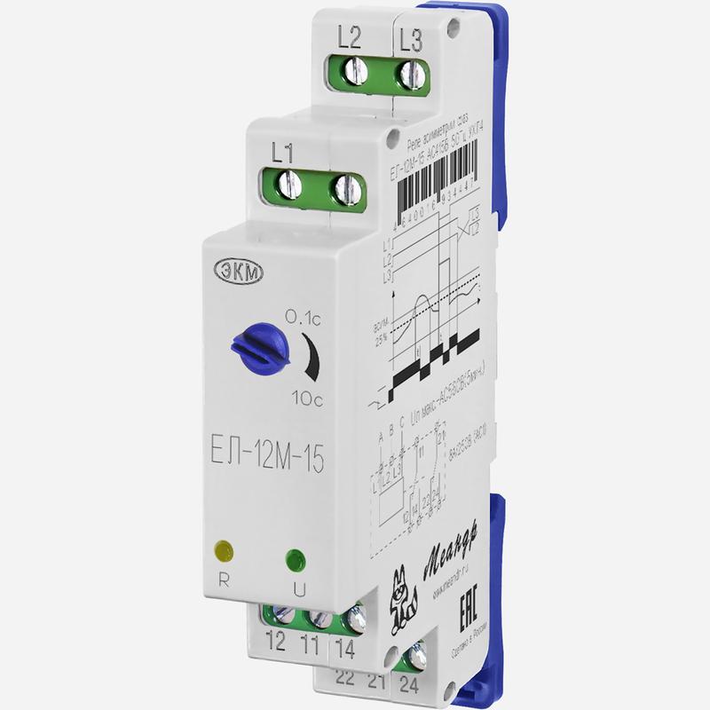 Реле контроля напряжения 3ф ЕЛ-12М-15 УХЛ4 AC 100В [спец.] задержка срабатывания 0.1...10с ток конта