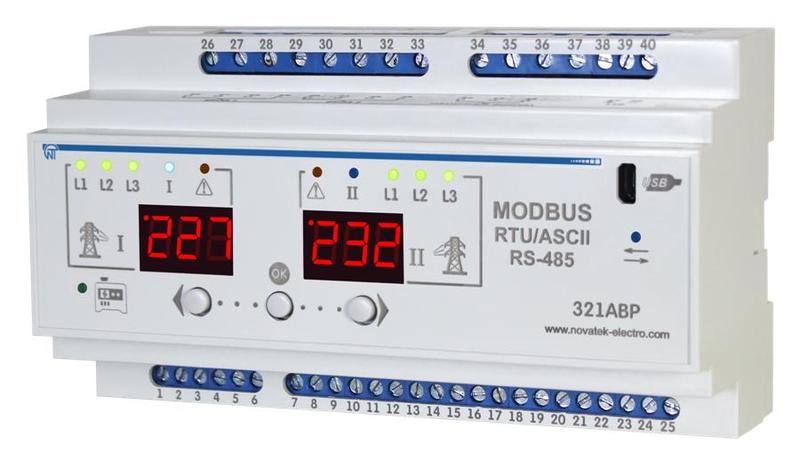 Блок автоматического ввода резерва АВР 3ф 2 ввода 3ф или ввод 1ф и генератор; Modbus/индикация напря