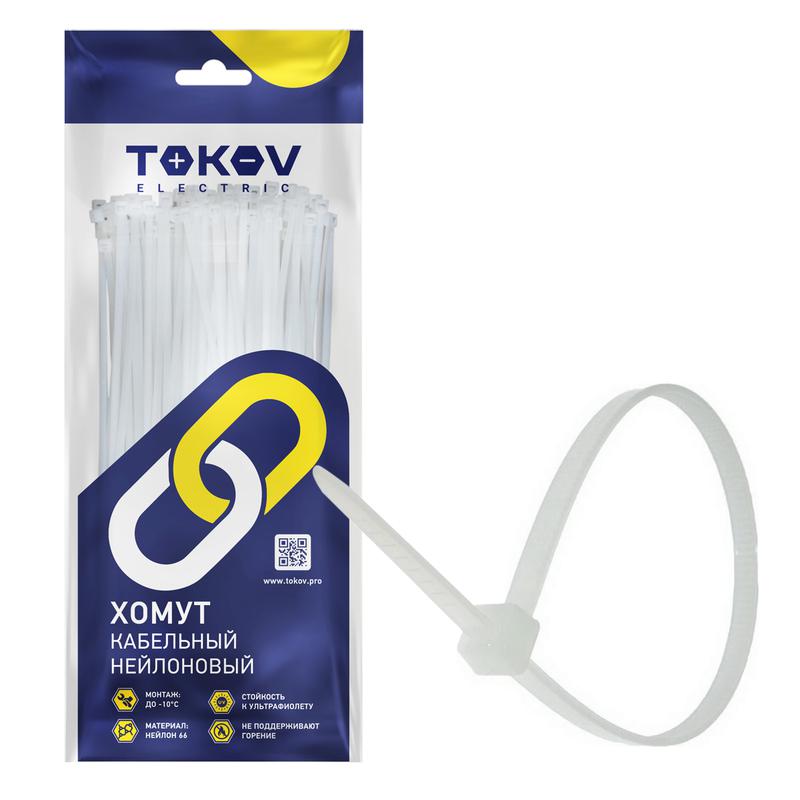 Хомут кабельный нейлоновый бел. 2.5х150 (уп.100шт) TOKOV ELECTRIC TKE-HNS-2.5-150-W/100