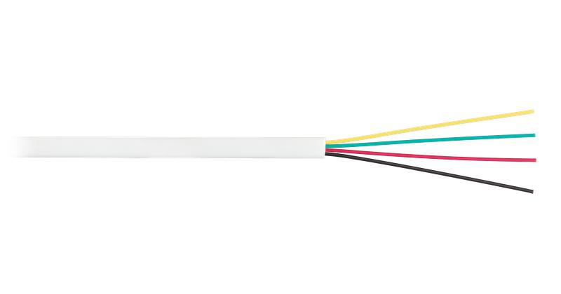 Кабель телефонный плоский 4 многож. проводника BC (чистая медь) 26AWG (7х0.16мм) внутренний PVC 100м