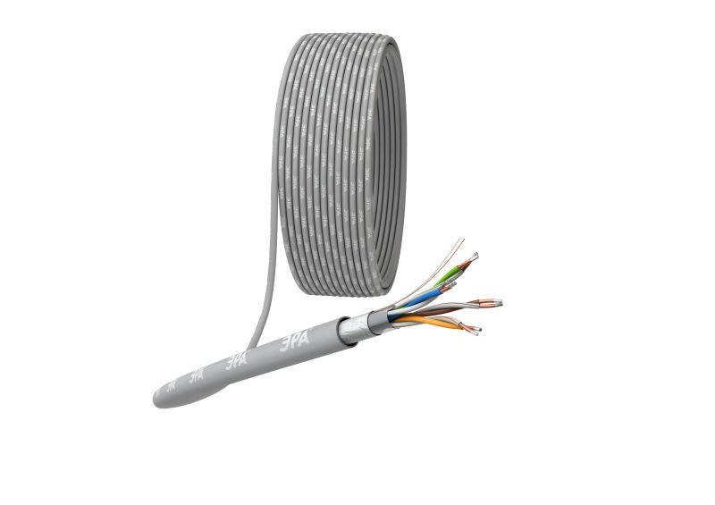 Кабель витая пара F/UTP кат.5E 4х2х24AWG solid CCA PVC Simple сер. (м) Эра Б0044440