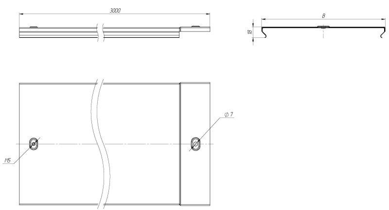 Крышка для лотка осн.600 L3000 сталь 0.7мм оцинк. EKF k60010