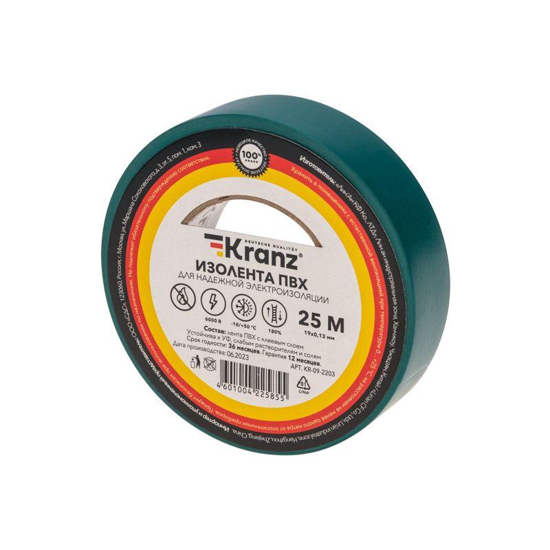 Изолента ПВХ 0.13х19мм 25м зел. Kranz KR-09-2203