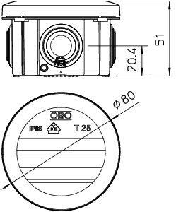 Коробка распределительная 80х51мм T25 RW OBO 2007509