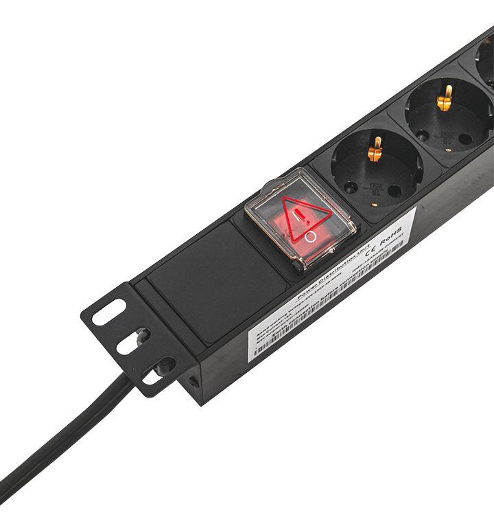 Блок PDU TERACOM PRO 19дюйм 1U 16А/250В 8 роз. Schuko с выключат. шнур 2м 3х1.5кв.мм вилка Schuko ко