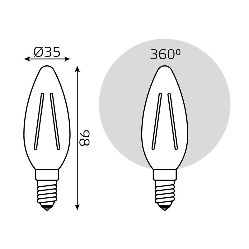 Лампа светодиодная филаментная Basic Filament 5.5Вт свеча 4100К Е14 530лм (уп.3шт) GAUSS 1031126T