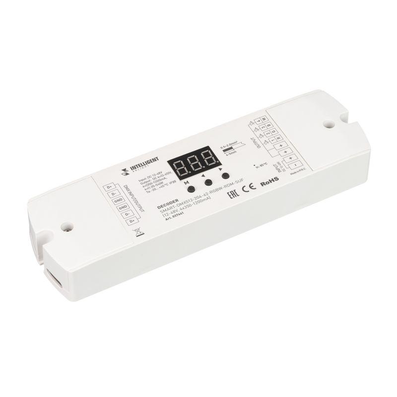 Декодер SMART-DMX512-204-62-RGBW-RDM-SUF (12-48В 4х350-1200мА) IP20 пластик INTELLIGENT ARLIGHT 0374