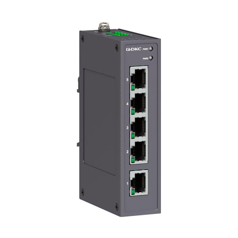 Коммутатор промышленный неуправляемый 5х10/100Base-T(X) портов RJ45 12-48В DC/18-30В AC с резервиров