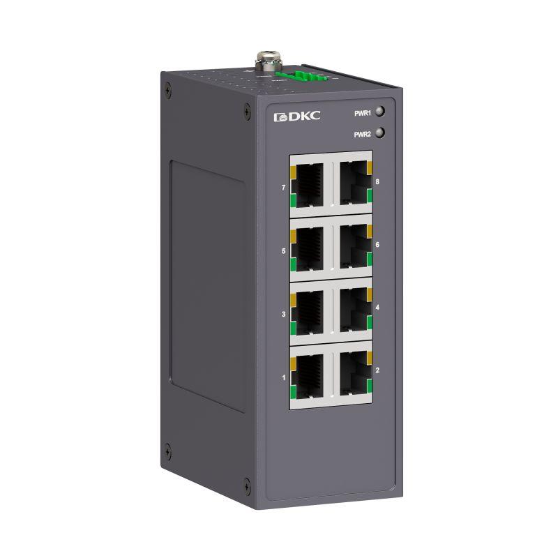 Коммутатор промышленный неуправляемый 8х10/100Base-T(X) портов RJ45 12-48В DC/18-30В AC с резервиров