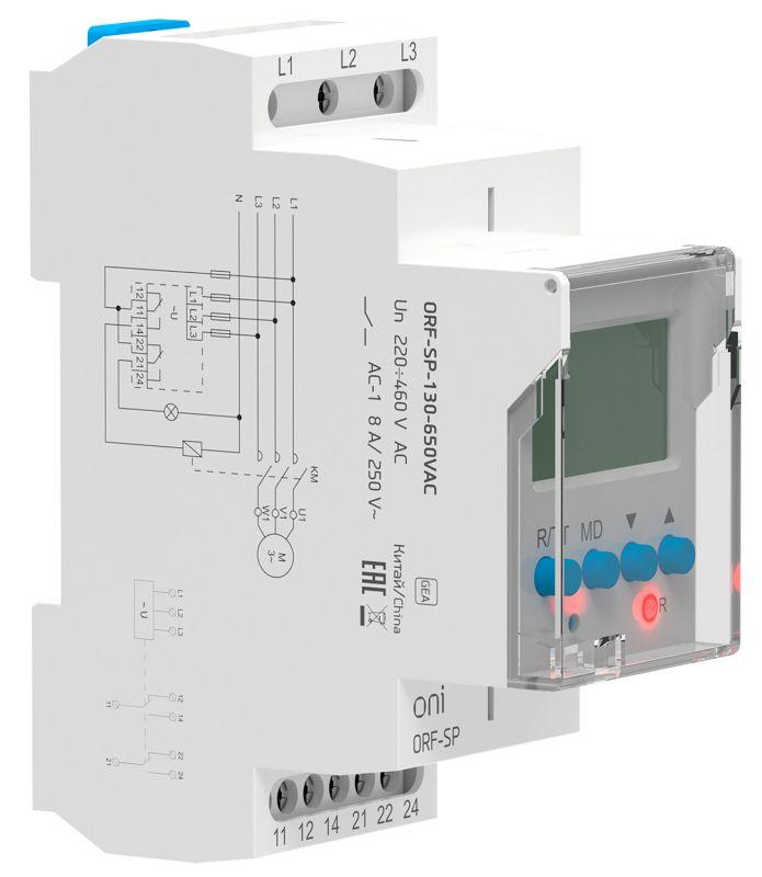 Реле фаз ORF-SP 3ф. 2 конт. 130-650В AC ONI ORF-SP-130-650VAC