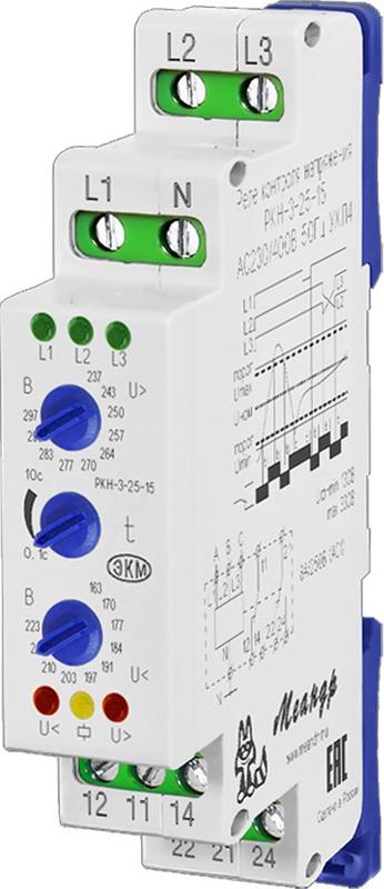 Реле контроля трехфазного напряжения РКН-3-25-15 AC230В/AC400B УХЛ2 (спец.) Меандр A8302-16934072