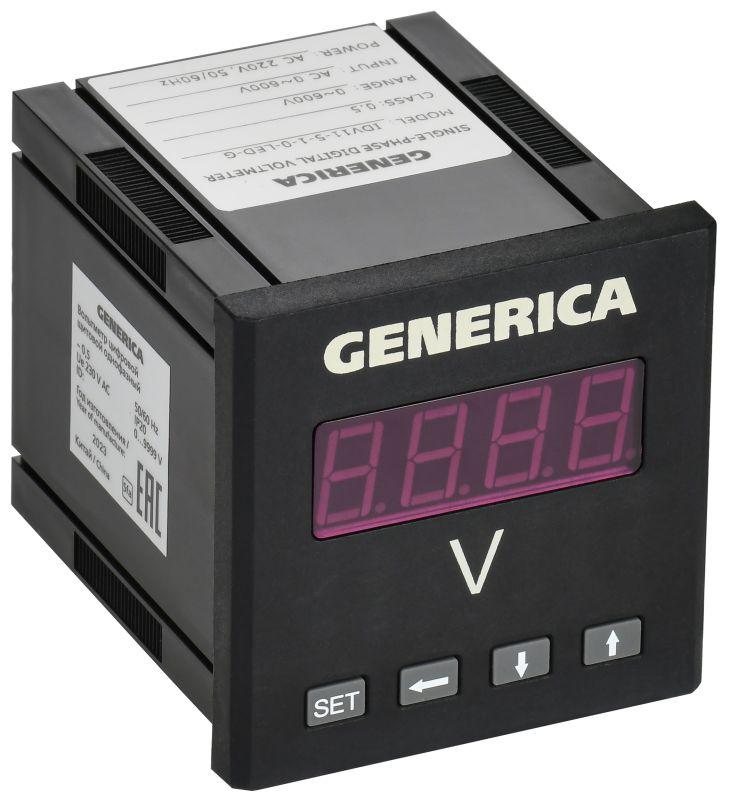 Вольтметр цифровой щитовой 1ф 72х72 LED GENERICA IDV11-5-1-0-LED-G