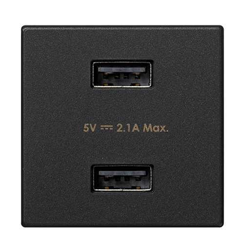 Устройство зарядное 2хUSB К45 5В 2.1А графит Simon K126E-14