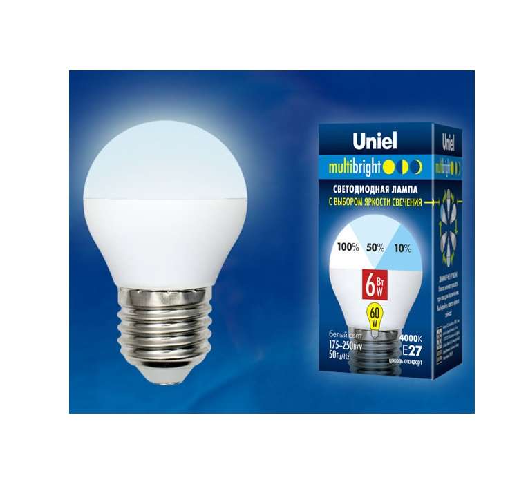 Лампа светодиодная LED-G45-6W/NW/E27 /FR/MB PLM11WH Multibright 6Вт шар матовая 4000К нейтр. бел. E2