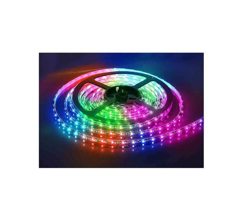 Лента светодиодная ULS-5050-60LED/m-10mm-IP20-DC24V-14.4W/m-5M-RGB 60LED/м мультиколор 14.4Вт/м IP20