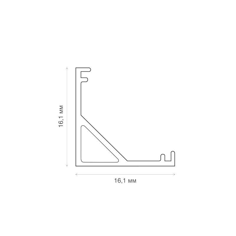 Комплект углового алюминиевого профиля с рассеивателем 16х16мм 1м Rexant 146-402-1