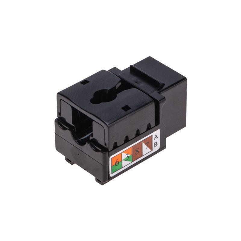 Модуль Keystone Jack RJ-45(8P8C) кат.6 UTP неэкранир. тип 90град. черн. PRO Rexant 02-0255