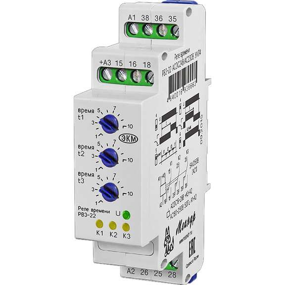 Реле времени трехцепное РВ3-22 ACDC24В/AC230В УХЛ4 Меандр A8302-16936663