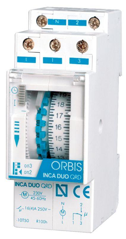 Реле времени модульное суточное INCA DUO QRD шаг 15мин с рез. ORBIS OB330232