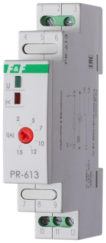 Реле тока PR-613 (2-15А сквозной канал монтаж на DIN-рейке 35мм 230В AC 16А 1НО IP20) F&F EA03.003.0