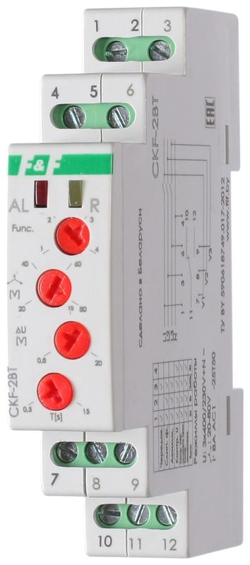 Реле контроля наличия фаз и состояния контактора CKF-2BT (контроль чередования; слипания фаз; регули