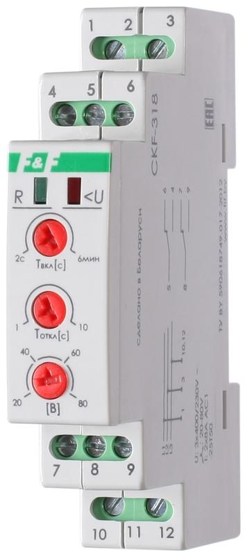 Реле контроля фаз для сетей с изолированной нейтралью CKF-318 (монтаж на DIN-рейке 35мм; регулировка