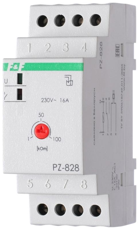Реле уровня жидкости PZ-828 (без датчика; одноуровн.; 2 модуля; монтаж на DIN-рейке) F&F EA08.001.00