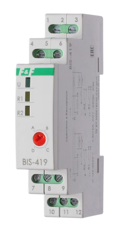 Реле импульсное BIS-419 (4 функции управление двумя нагрузками монтаж на DIN-рейке 230В 16А 2NO/NC I