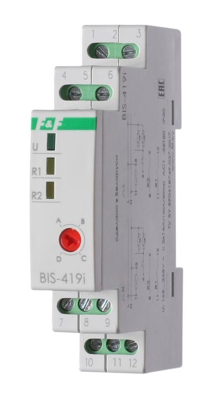 Реле импульсное BIS-419i (установка на DIN-рейку; 4 режима работы; управление двумя нагрузками; для 