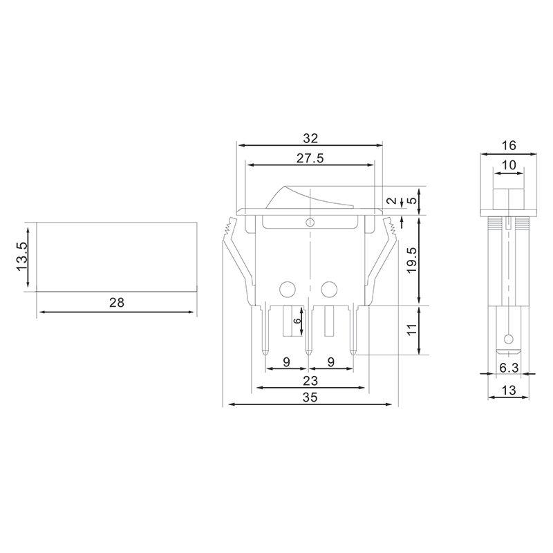 Выключатель клавишный 250В 15А (3с) ON-OFF красн. с подсветкой (RWB-413; SC-788) Rexant 36-2225