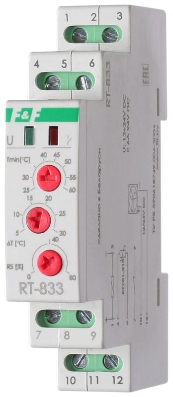 Регулятор температуры RT-833 (для управления скоростью вращения вентилятора; от +25 до +60град.C вын