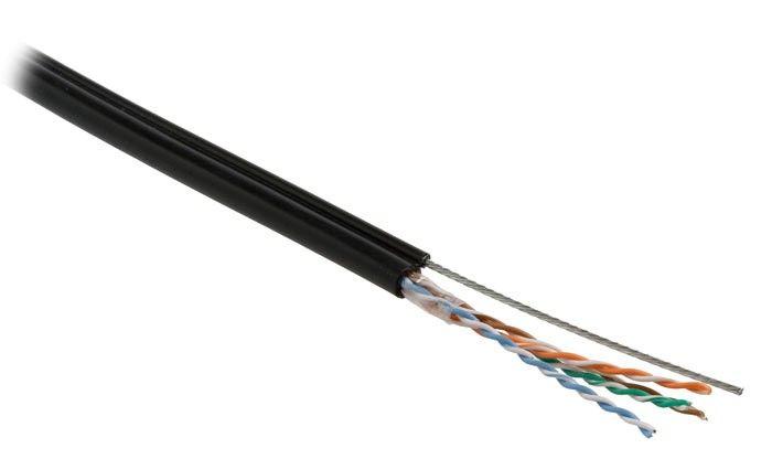 Кабель витая пара U/UTP кат.5E 4 пары 24 AWG ОЖ solid с метал. тросом внешн. PE -40град.C-+60град.C 