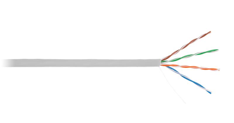 Кабель U/UTP кат.5E (класс D) 4 пары 100МГц ОЖ BC чистая медь внутр. PVC нг(В) сер. (уп.100м) NETLAN
