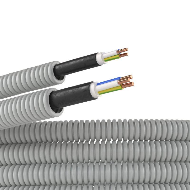 Труба гофрированная ПВХ гибкая d16мм с кабелем ВВГнг(А)-LS 3х1.5 РЭК ГОСТ+ сер. (уп.50м) DKC 9L91650